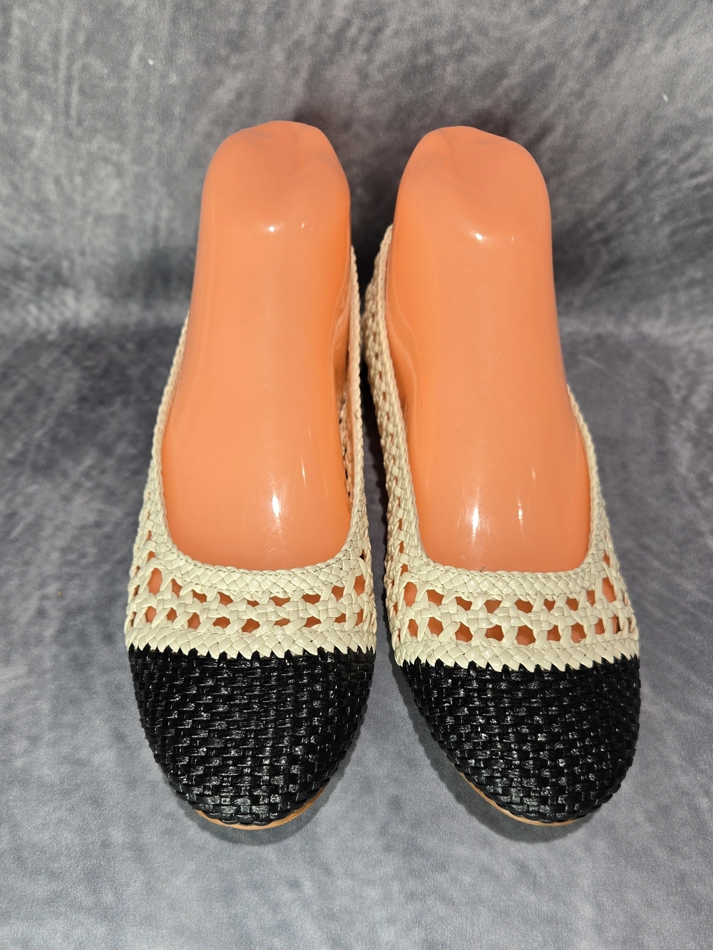 Dolce Vita Two-Tone Woven Flats in Cream and Black